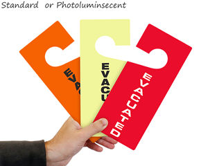 Evacuated room tags in colors