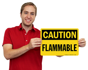 Caution Flammable Sign