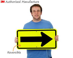 Fluorescent reflective arrow sign