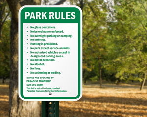 Fire Campground Rules Sign