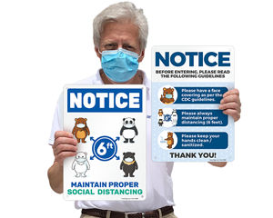 Fun social distancing signs
