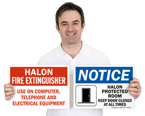Warning Ansi Halon Sign