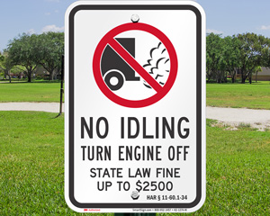 No Idling Hawaii Sign