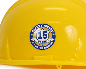 Safety award hard hat labels