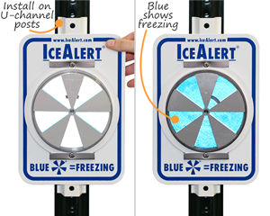 Ice alert signs