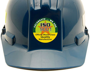 Iso 9001 hard hat sticker