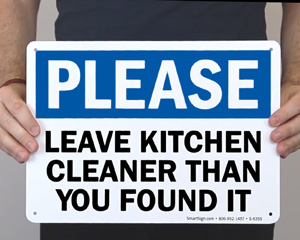 Keep Kitchen Clean Signs