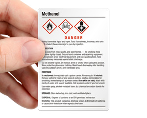 Methanol Acid Identification Label