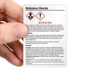 Methylene Chloride Identification Label