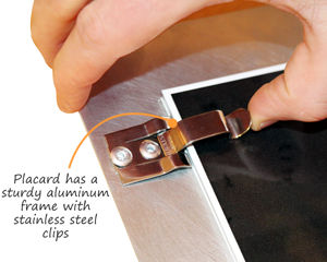 Military fire flip placard with aluminum frame