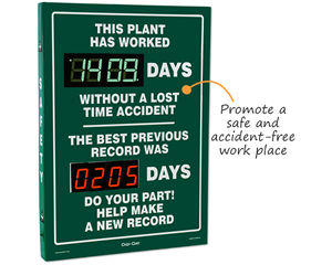 No Lost Time Accident Scoreboard
