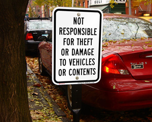 Not Responisble For Theft Dark Sign