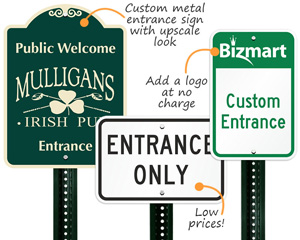 Parking lot entrance signs