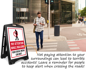 No Texting While Walking Sign