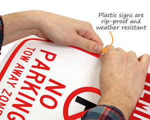 Plastic no parking sign