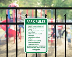 Park Rules Signs