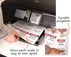 Laser Printable Polyester Sheets of Lockout Tags