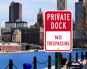 No Landing Private Dock No Trespassing Sign