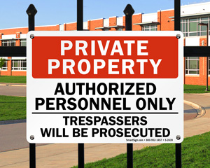 Private Property Authorized Personnel Sign