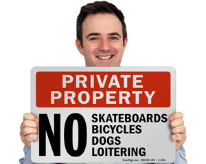 Private Property No Skateboarding Sign