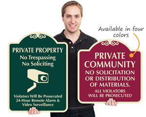 Designer private property road signs