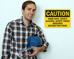 Hard Hat and Safety Glasses Required Signs