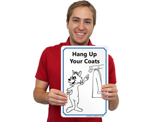 Hang Up Coat Sign