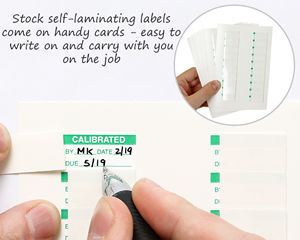 Self-laminating calibration labels