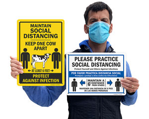 Signs to promote social distancing rules