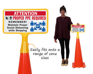 Social Distancing Cone Sign