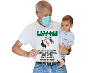 Social distancing sign for waiting room