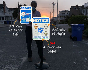 Social distancing signs for outdoors