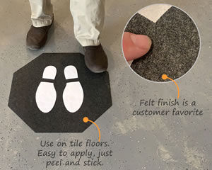 Stick and stand footprint mats