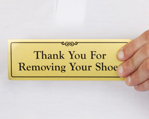 Remove Shoes Designer Door Sign