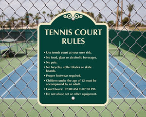 Tennis Court Rules Sign