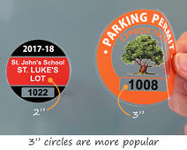 Two different sizes of parking permit stickers