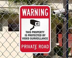 Warning Private Road Video Surveillance Sign