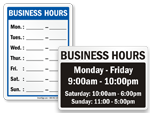 Business Hours Signs