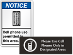 Designated Cell Phone Area Signs