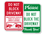 Do Not Block Driveway Signs