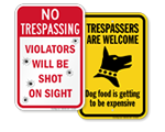 Funny No Trespassing Signs