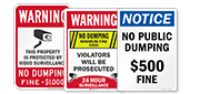 No Dumping Fine Signs