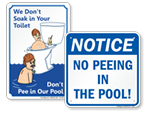 No Peeing in Pool Signs