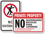 No Skateboarding Signs