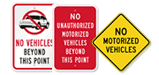 No Motorized Vehicles Signs