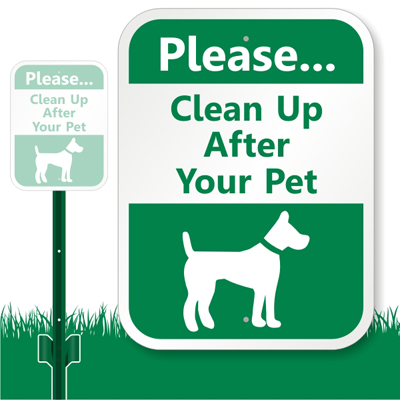 Clean Up After Your Pet Sign - LawnBoss Sign & Stake Kit, SKU: K-9106