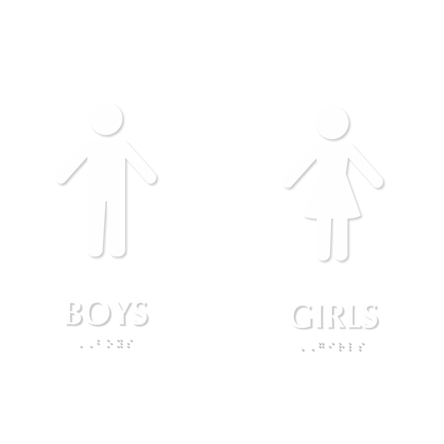 Boys and Girls Restroom Sign With Braille And Pictograms