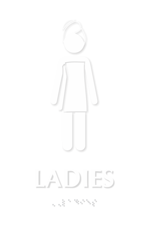 Ladies Towel Woman Braille Restroom Sign