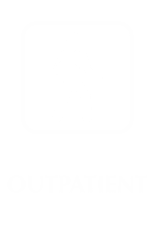 Outpatient Engraved Sign with Broken Arm Man Symbol