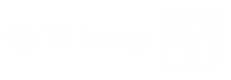 TV Lounge Engraved Sign with Left Arrow Symbol